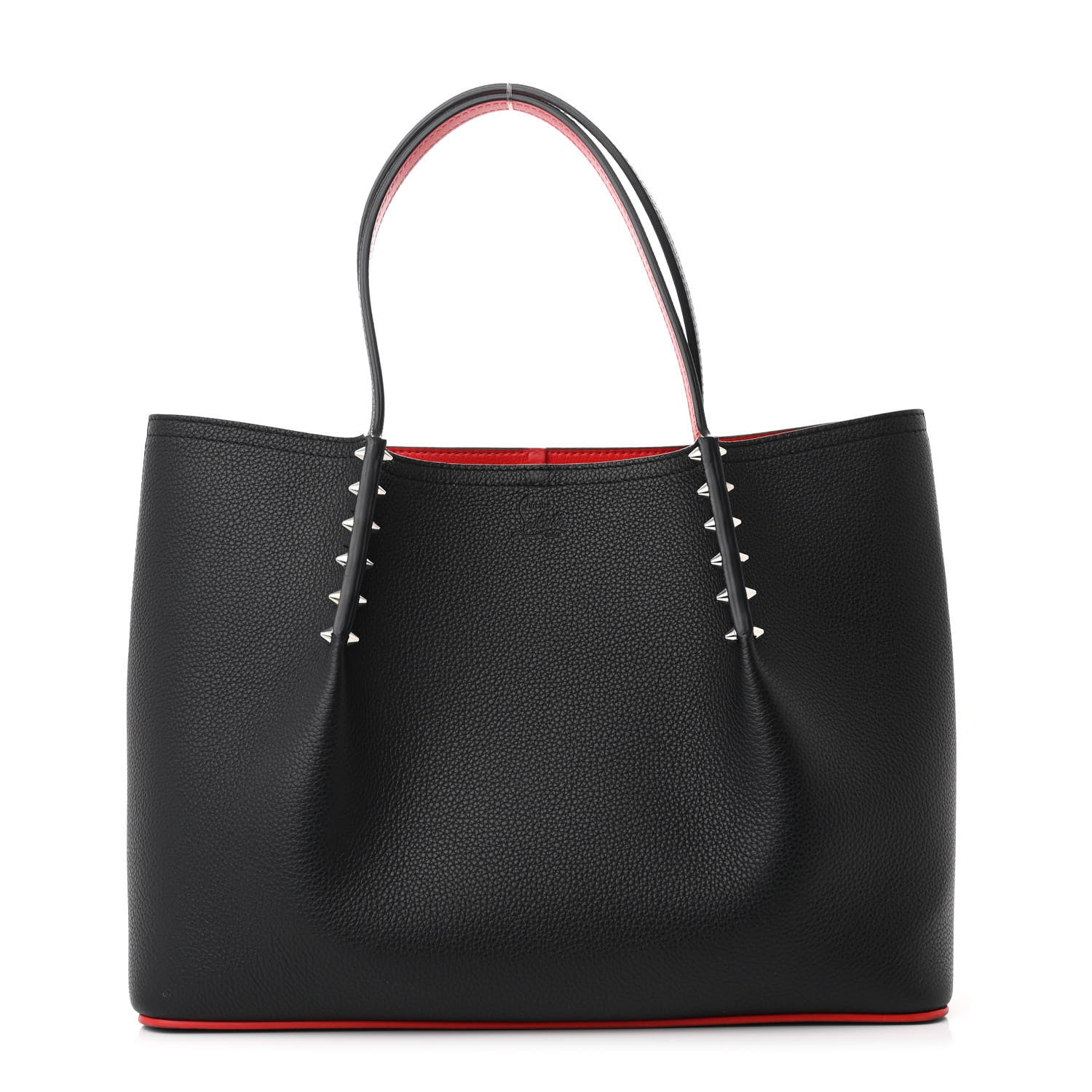 Calfskin Empire Spiked Small Cabarock Shopper Tote Black