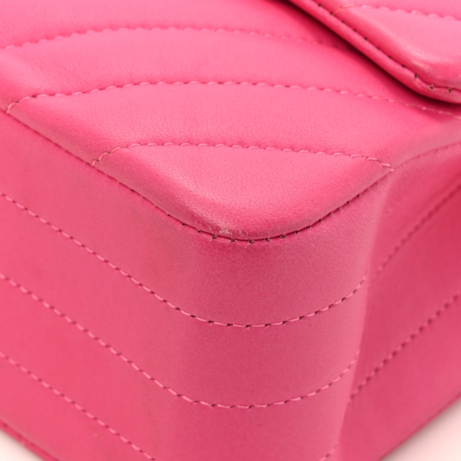 Lambskin Chevron Quilted Medium Double Flap Pink