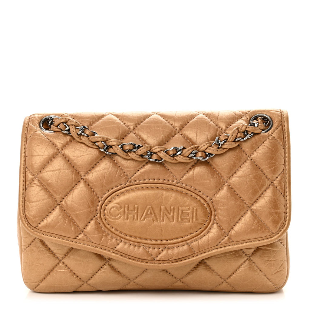 Aged Calfskin Vintage Ligne Flap Gold