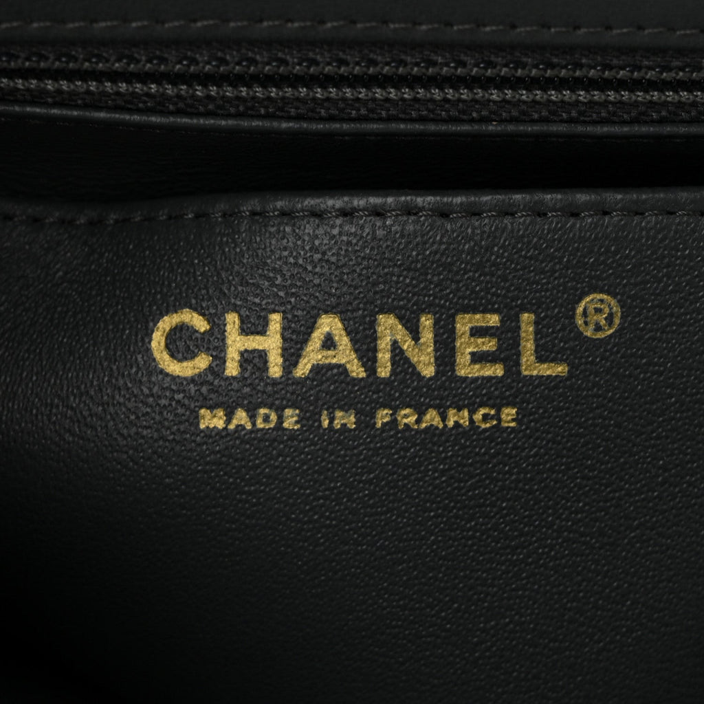 Lambskin Quilted Mini Square Flap Dark Grey