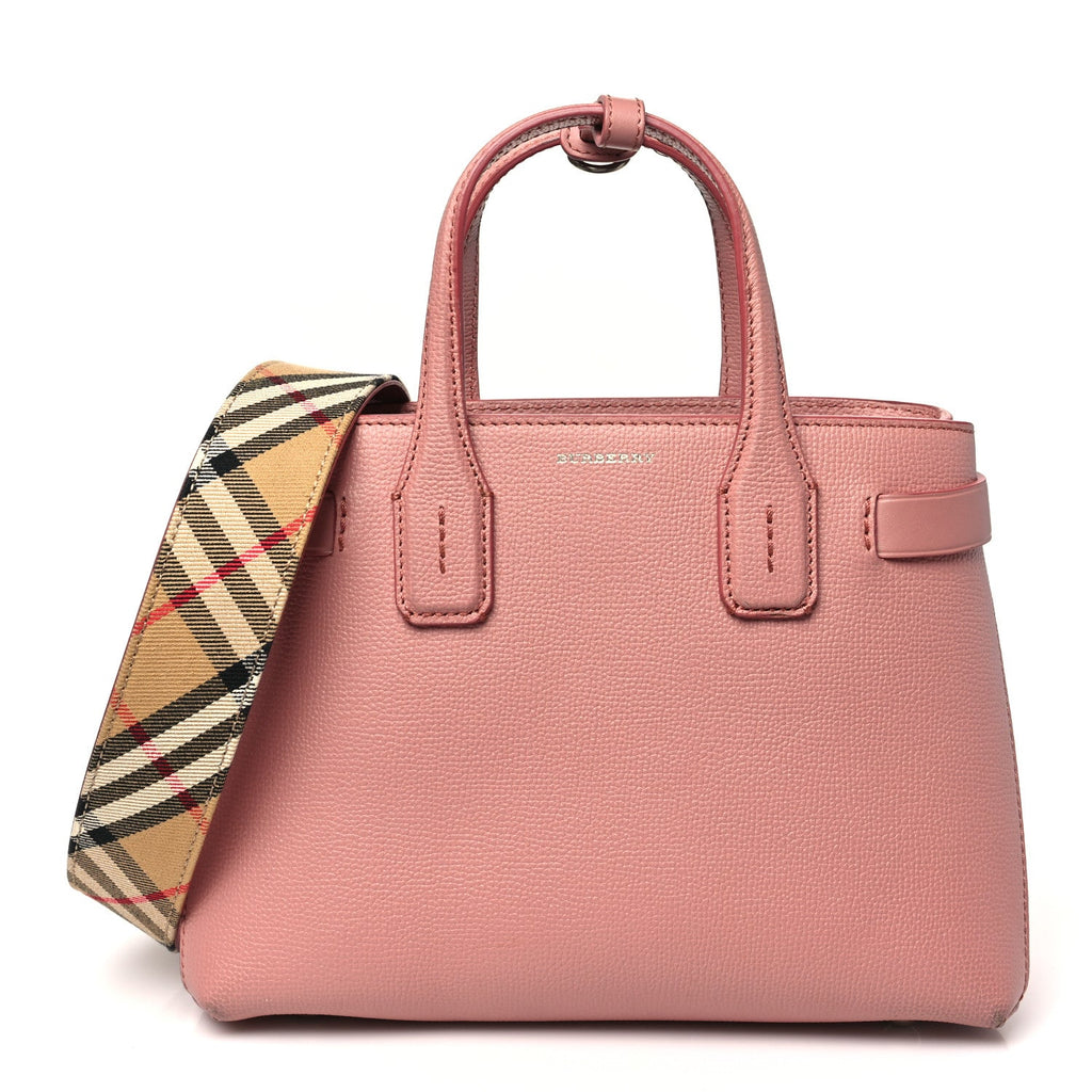 Grainy Calfskin House Check Small Banner Tote Dusty Rose