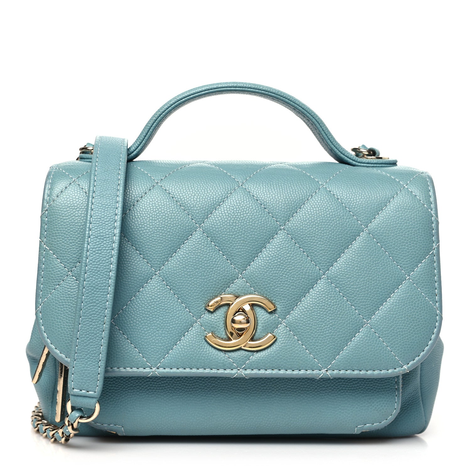 Caviar Quilted Small Business Affinity Flap Blue
