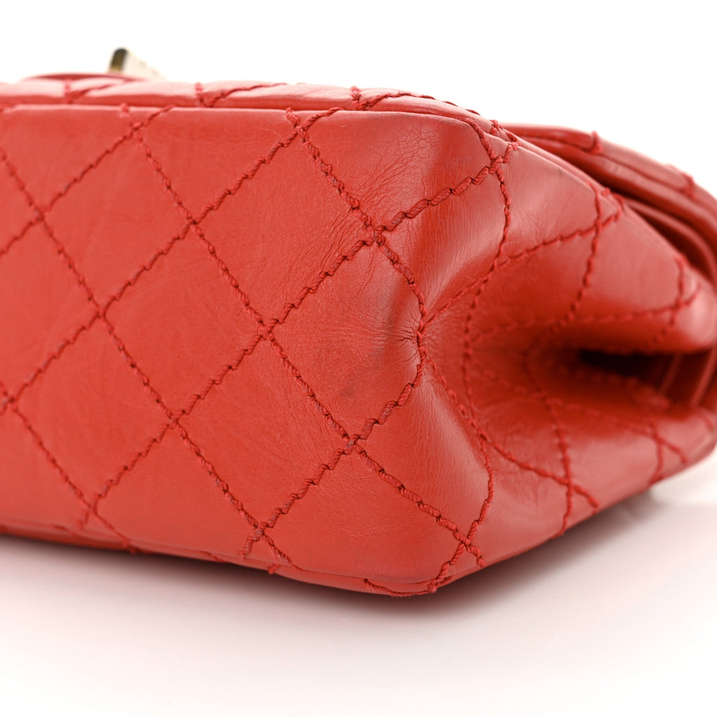Aged Calfskin Quilted 2.55 Reissue Mini Flap Red