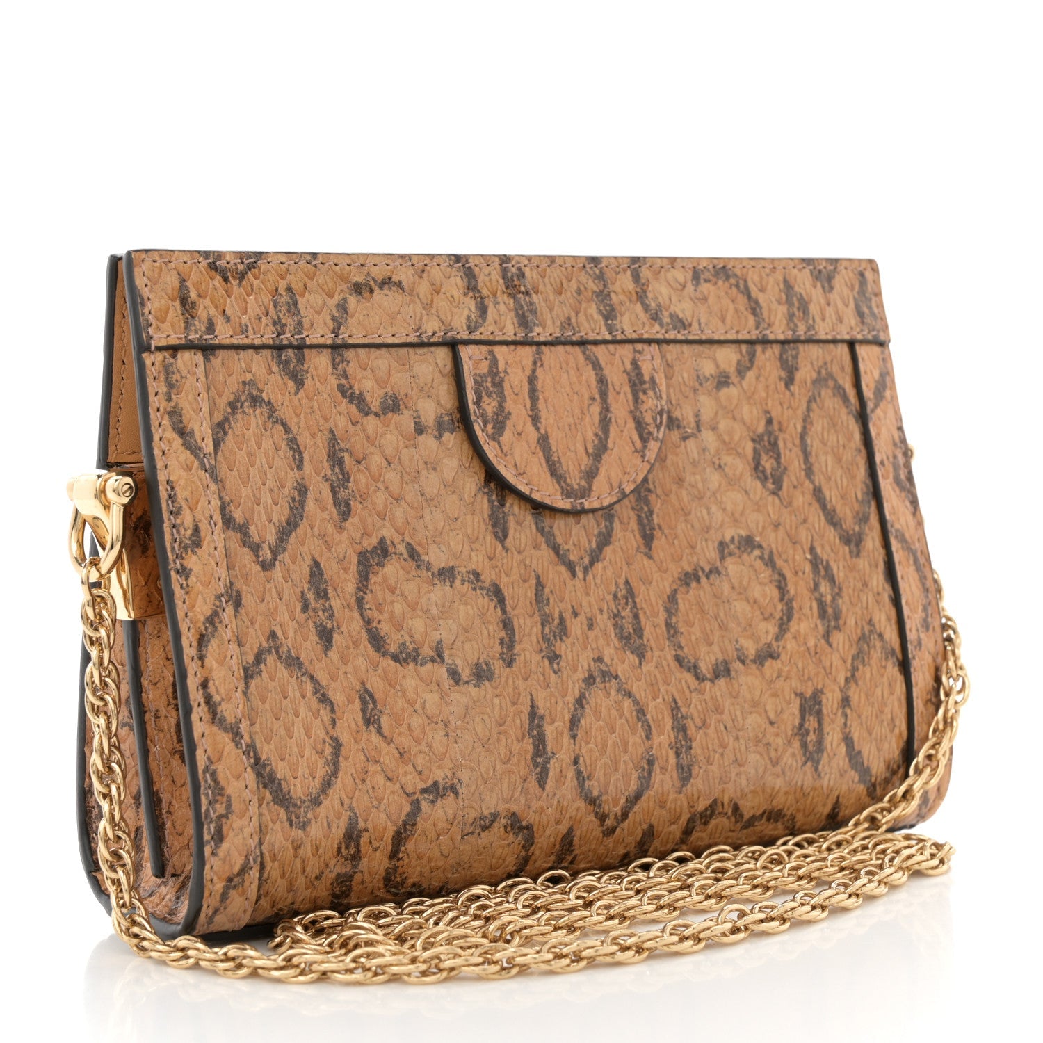 Snakeskin GG Mini Ophidia Chain Shoulder Bag Brown
