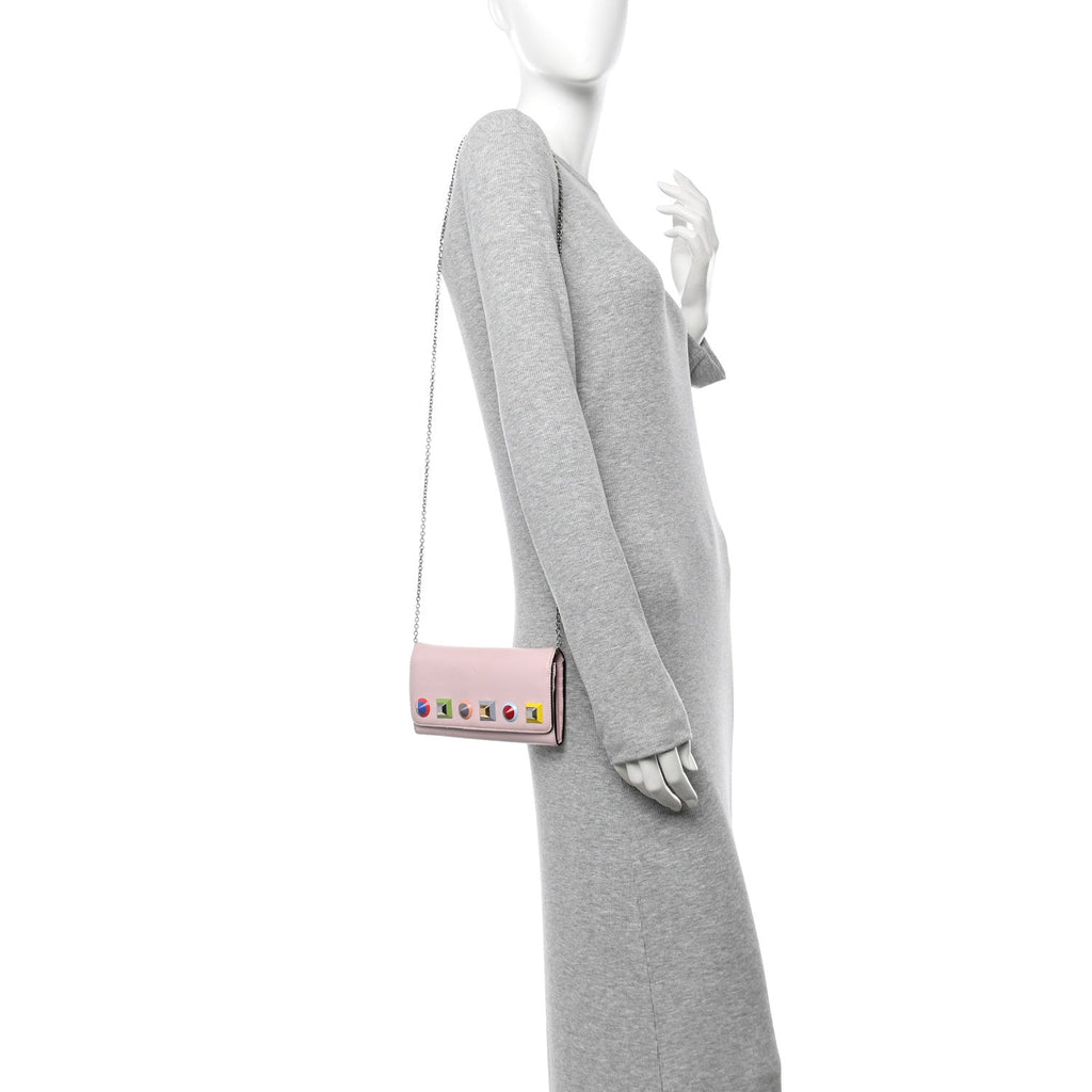 Vitello Liberty Studded Continental Wallet On Chain Peonia Multicolor