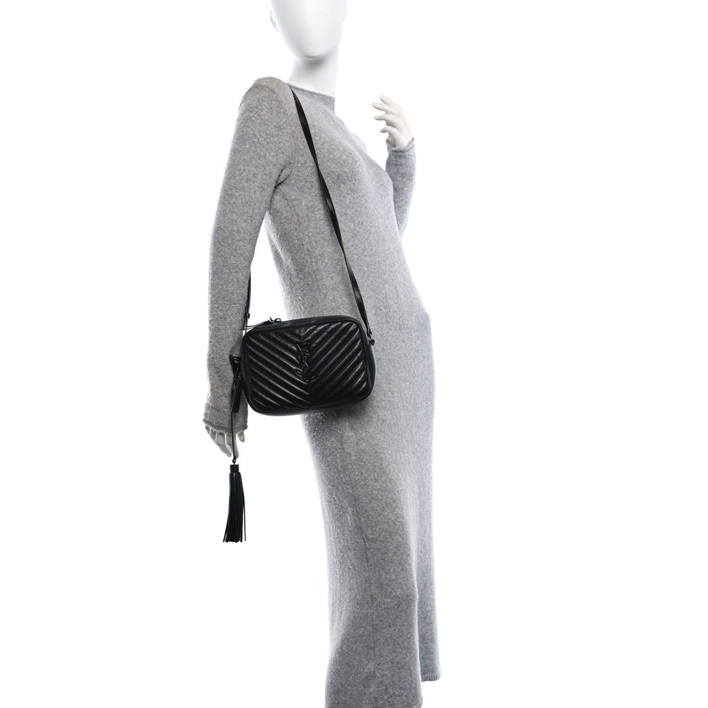 Calfskin Matelasse Monogram Monochrome Lou Camera Bag Black
