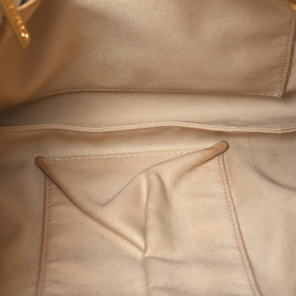 Metallic Calfskin Quilted Small Drawstring Bag Gold