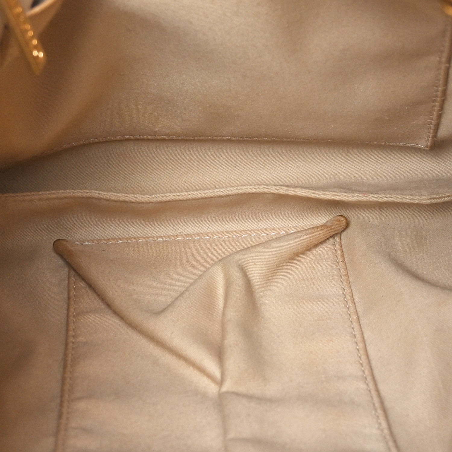 Metallic Calfskin Quilted Small Drawstring Bag Gold