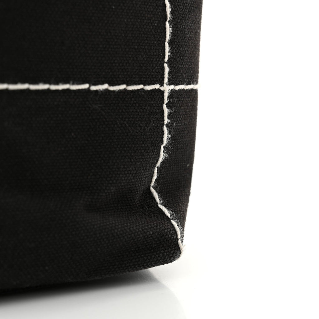 Canvas Square Stitched CC Small Tote Bag Black