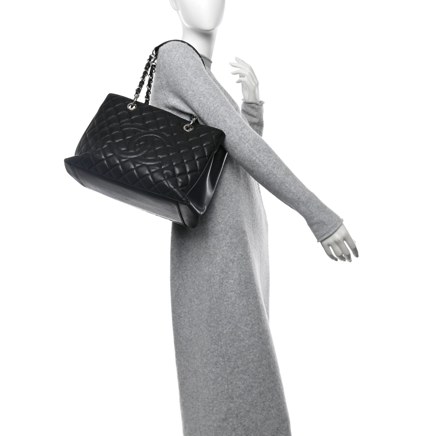 Caviar Quilted Grand Shopping Tote GST Black