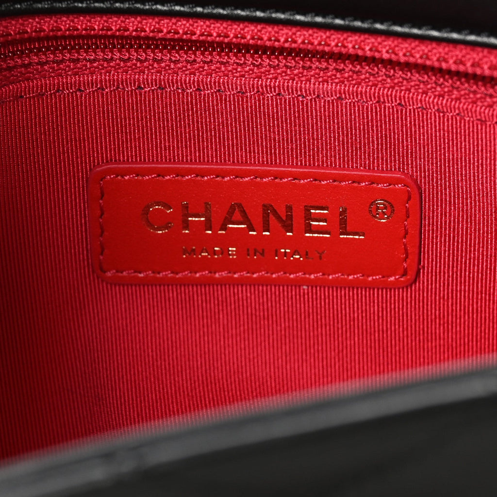 Calfskin Quilted Small Enchained Flap Black