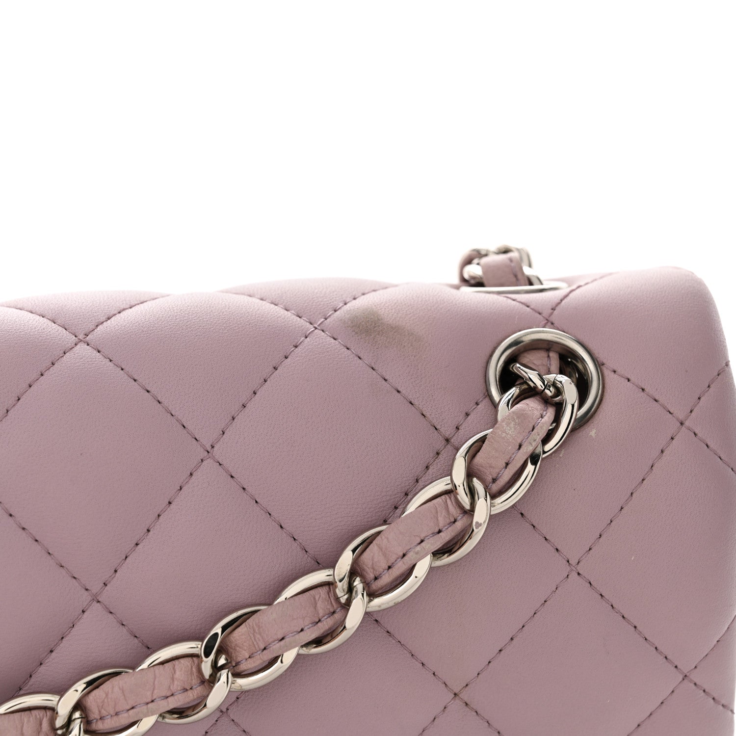 Lambskin Quilted Jumbo Double Flap Light Purple