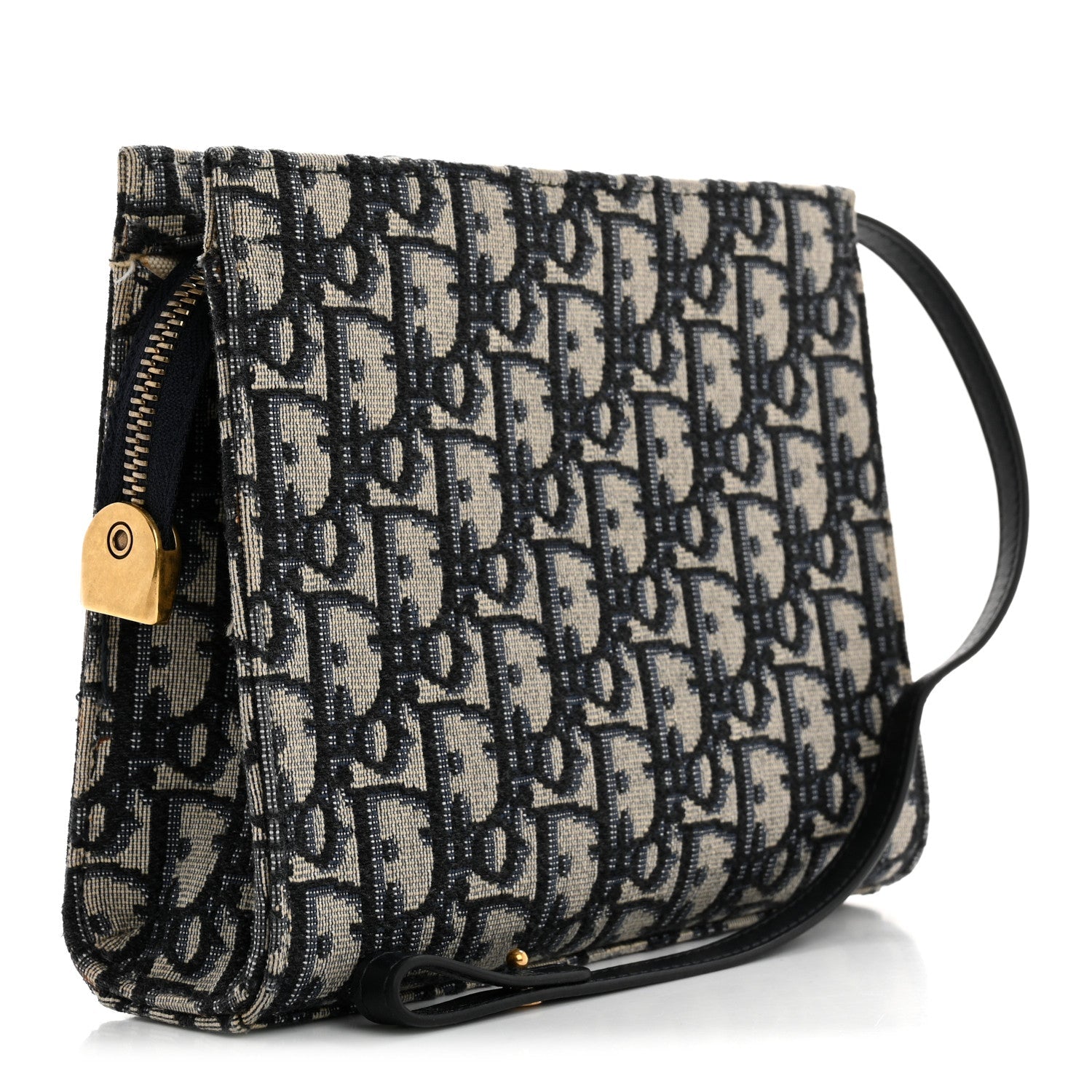 Oblique Zipped Pouch Clutch Blue