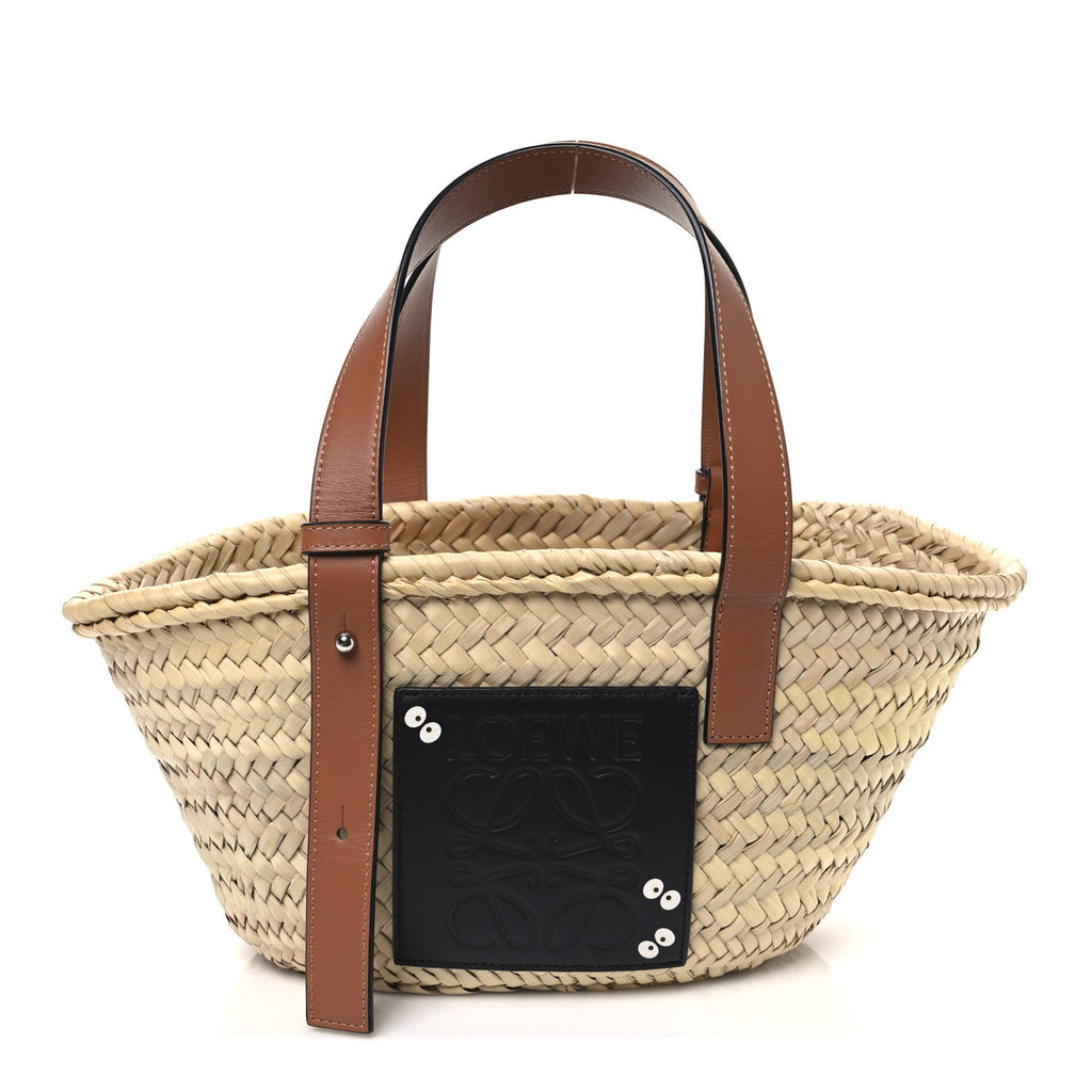 X MY NEIGHBOR TOTORO Raffia Small Dust Bunnies Basket Tote Bag Black Tan