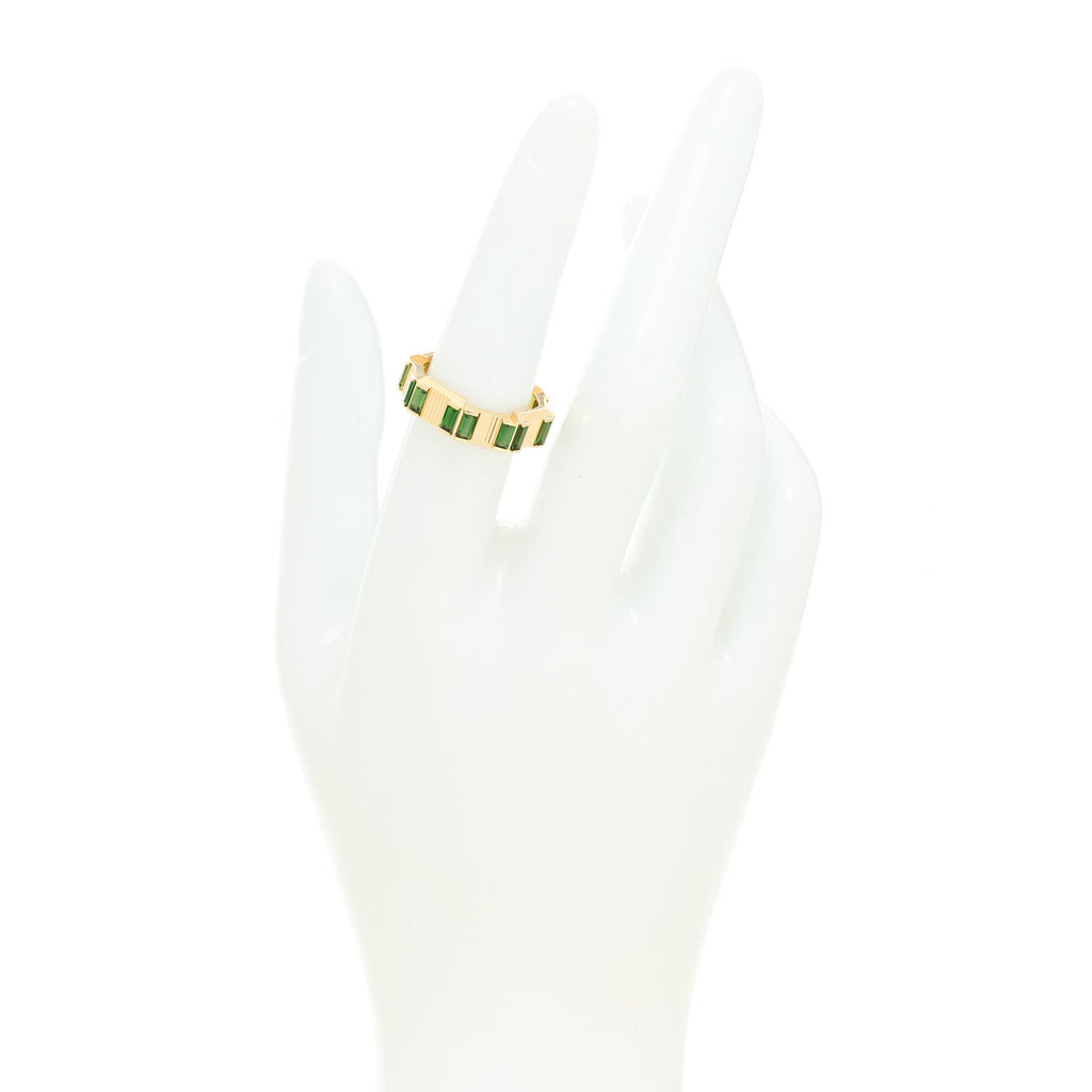 18K Yellow Gold Green Tourmaline 6mm Link to Love Ring 54 6.75