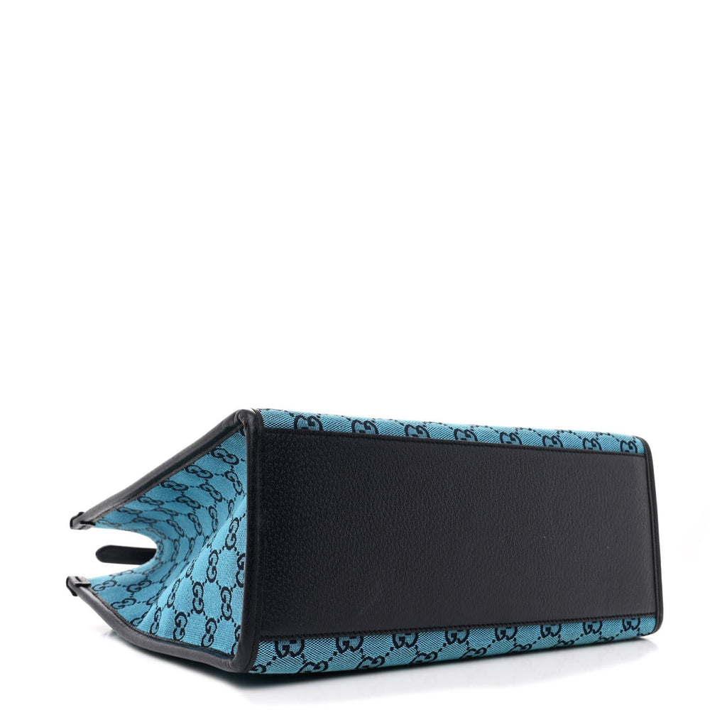 Monogram Multicolor Textured Dollar Calfskin Small Retro Interlocking G Tote Bag Light Blue