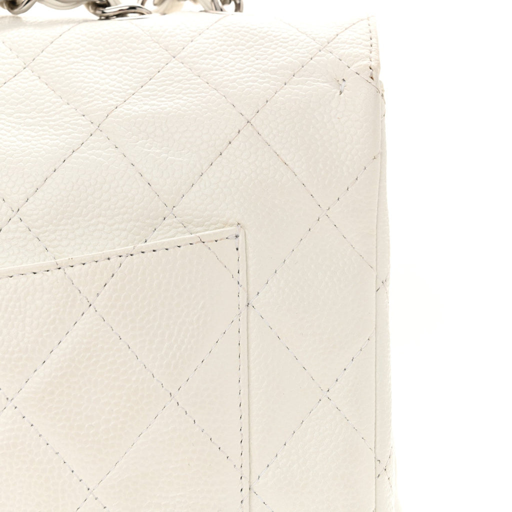 Caviar Quilted Jumbo Single Flap White