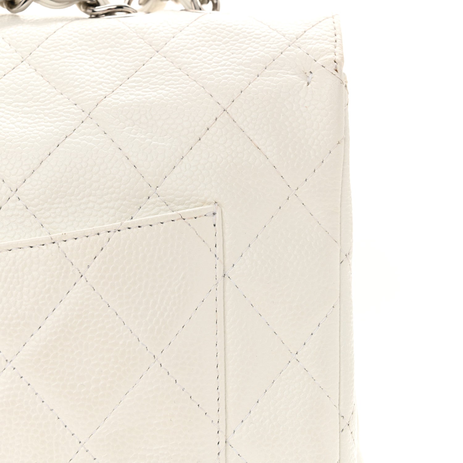 Caviar Quilted Jumbo Single Flap White