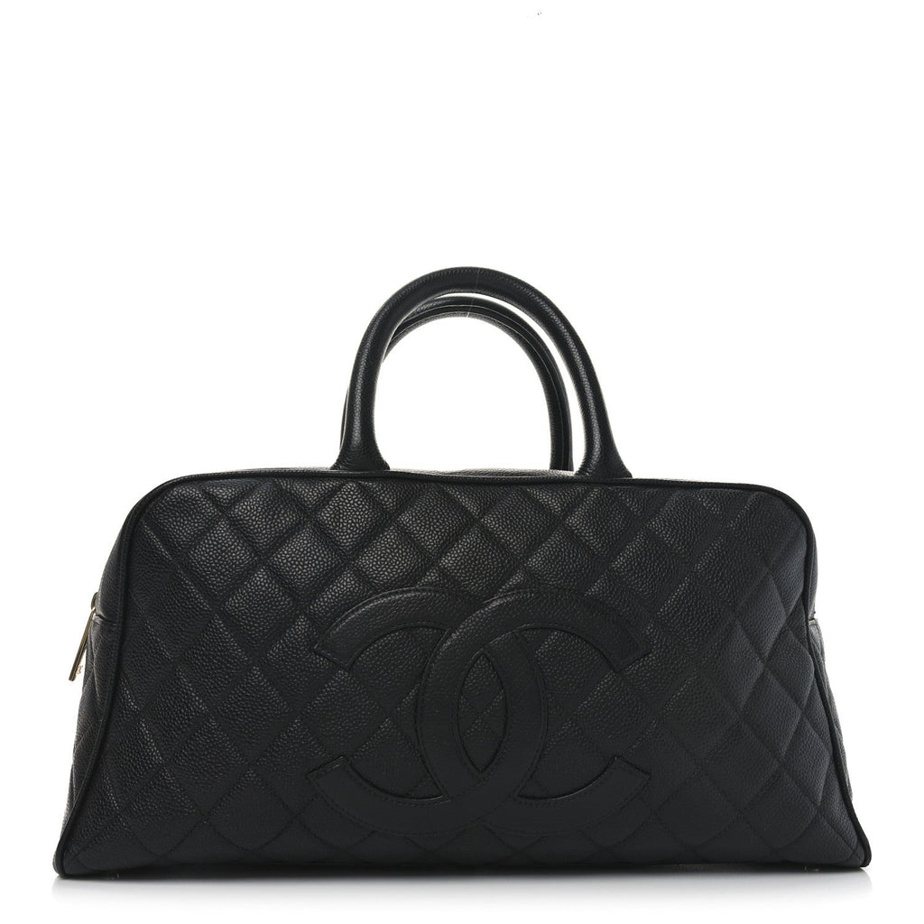 Caviar Quilted Large Bowler Black