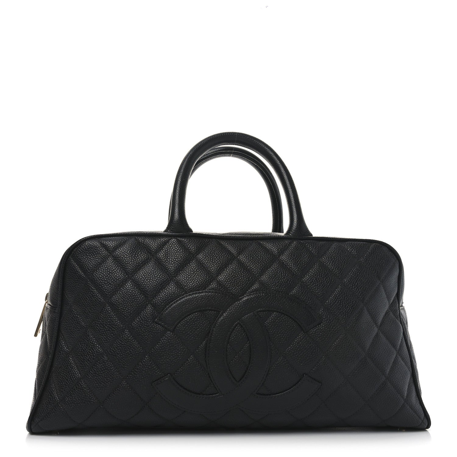 Caviar Quilted Large Bowler Black