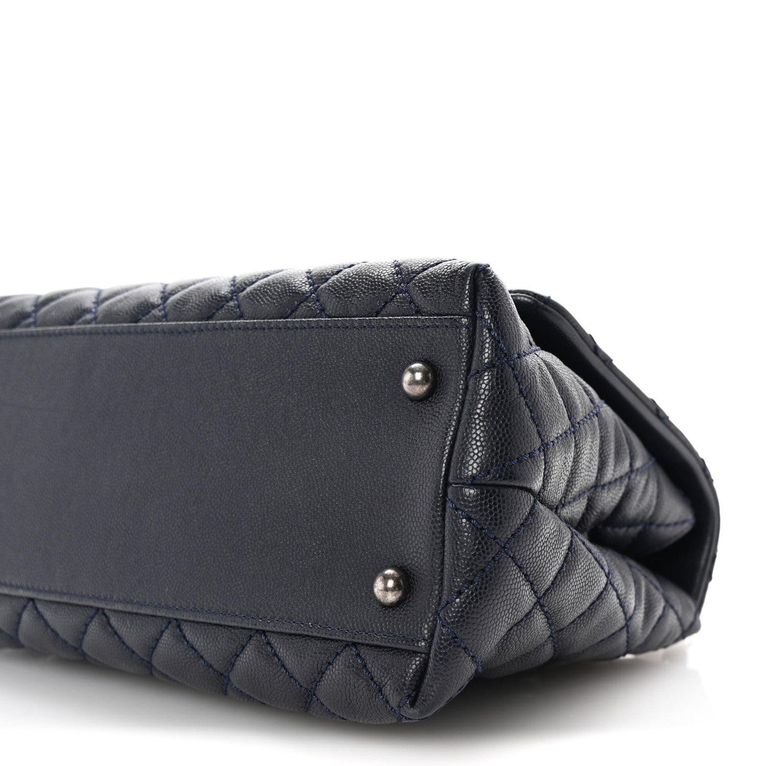 Caviar Lizard Embossed Quilted Small Coco Handle Flap Navy Blue