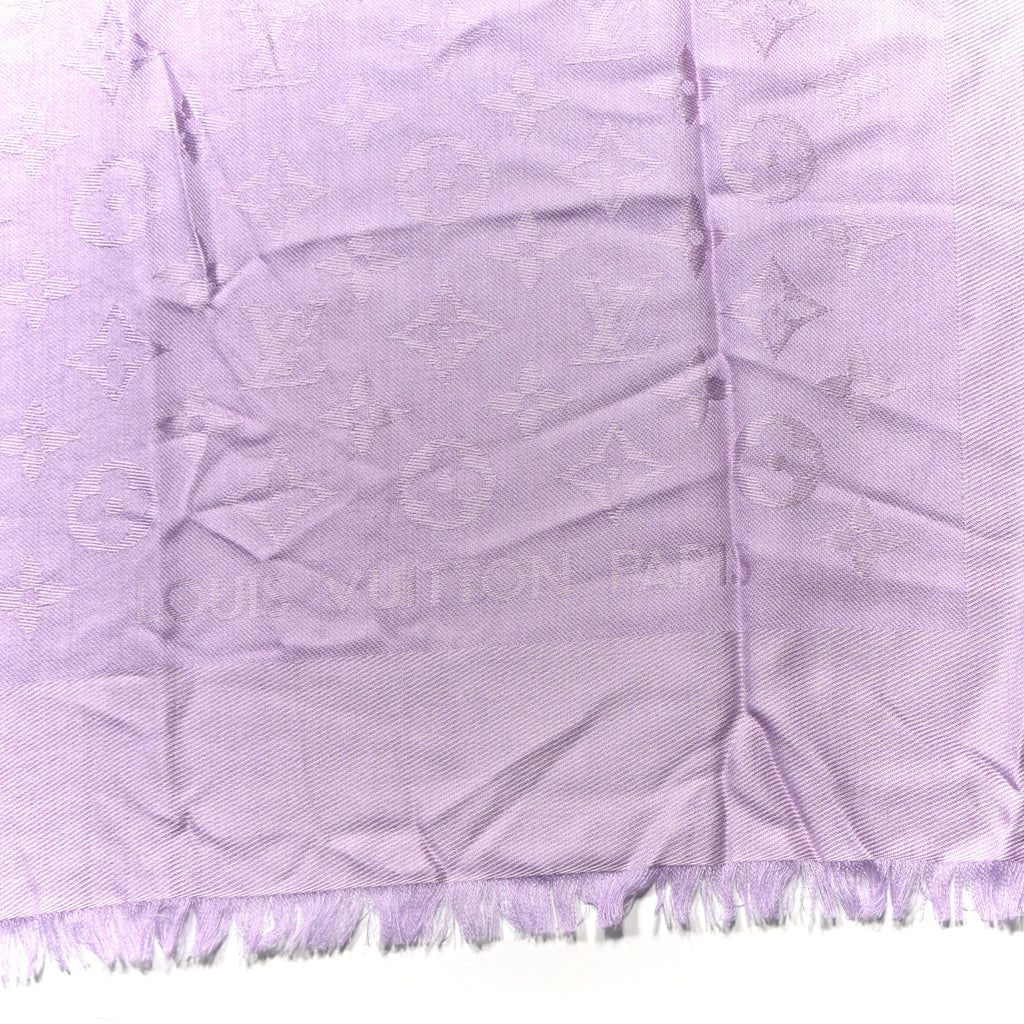 Silk Wool Monogram Shawl Mauve