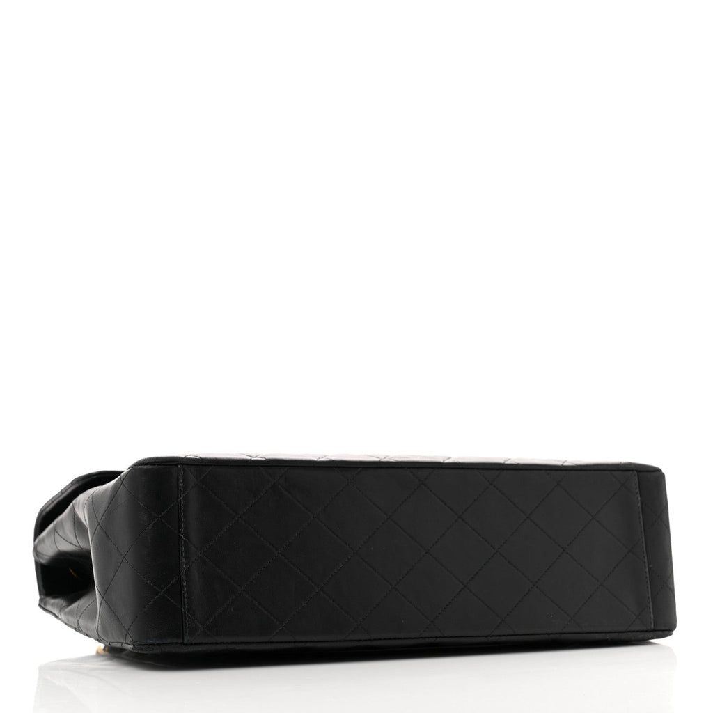 Lambskin Quilted XL Jumbo Single Flap Black