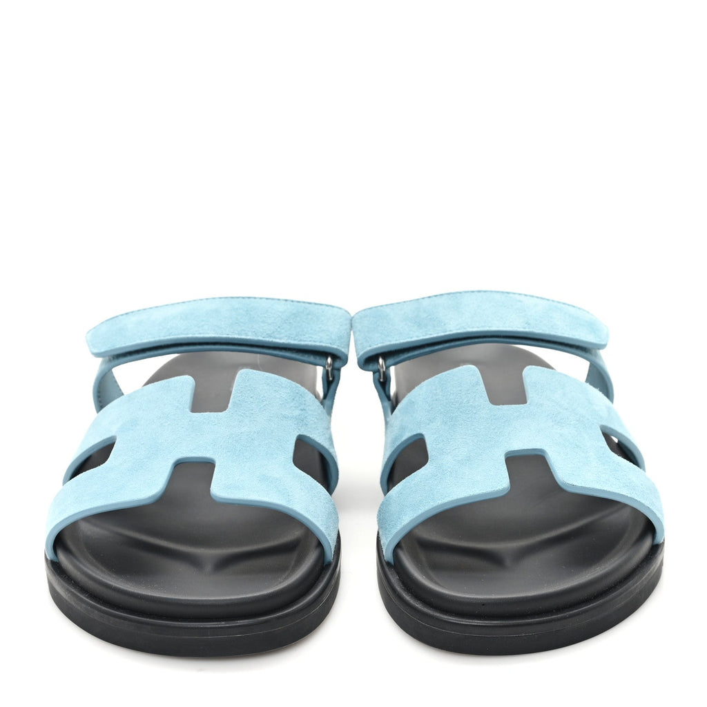 Suede Goatskin Womens Chypre Sandals 39 Bleu Mineral