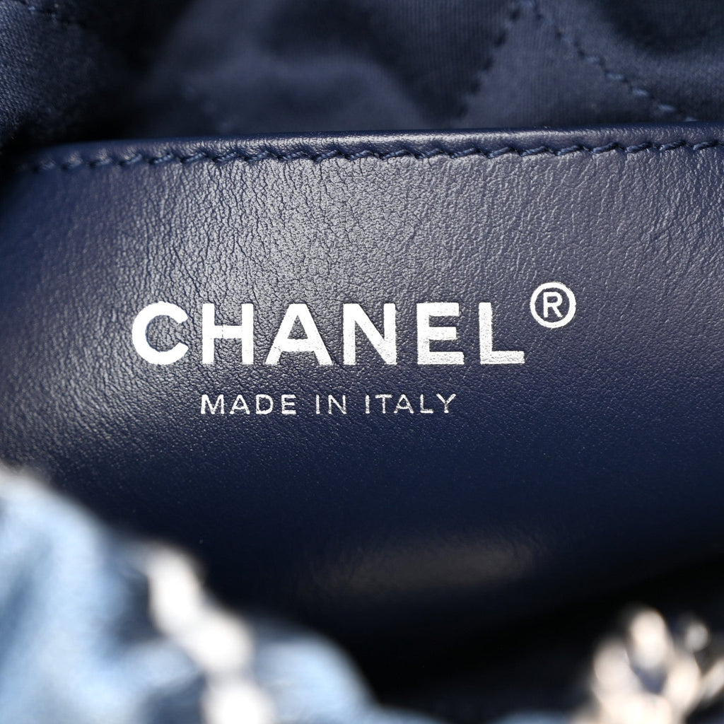 Denim Stitched Quilted Mini Chanel 22 Blue