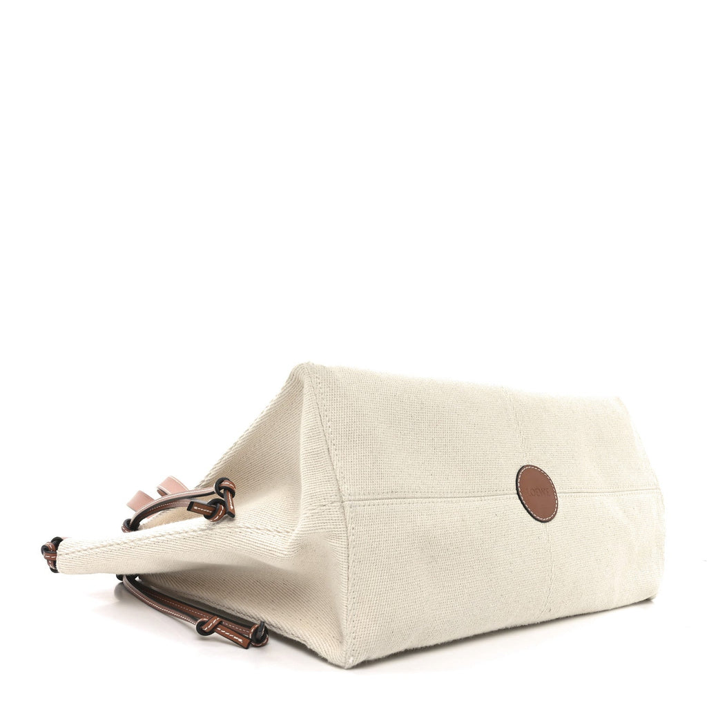 Canvas Calfskin Cushion Tote Beige
