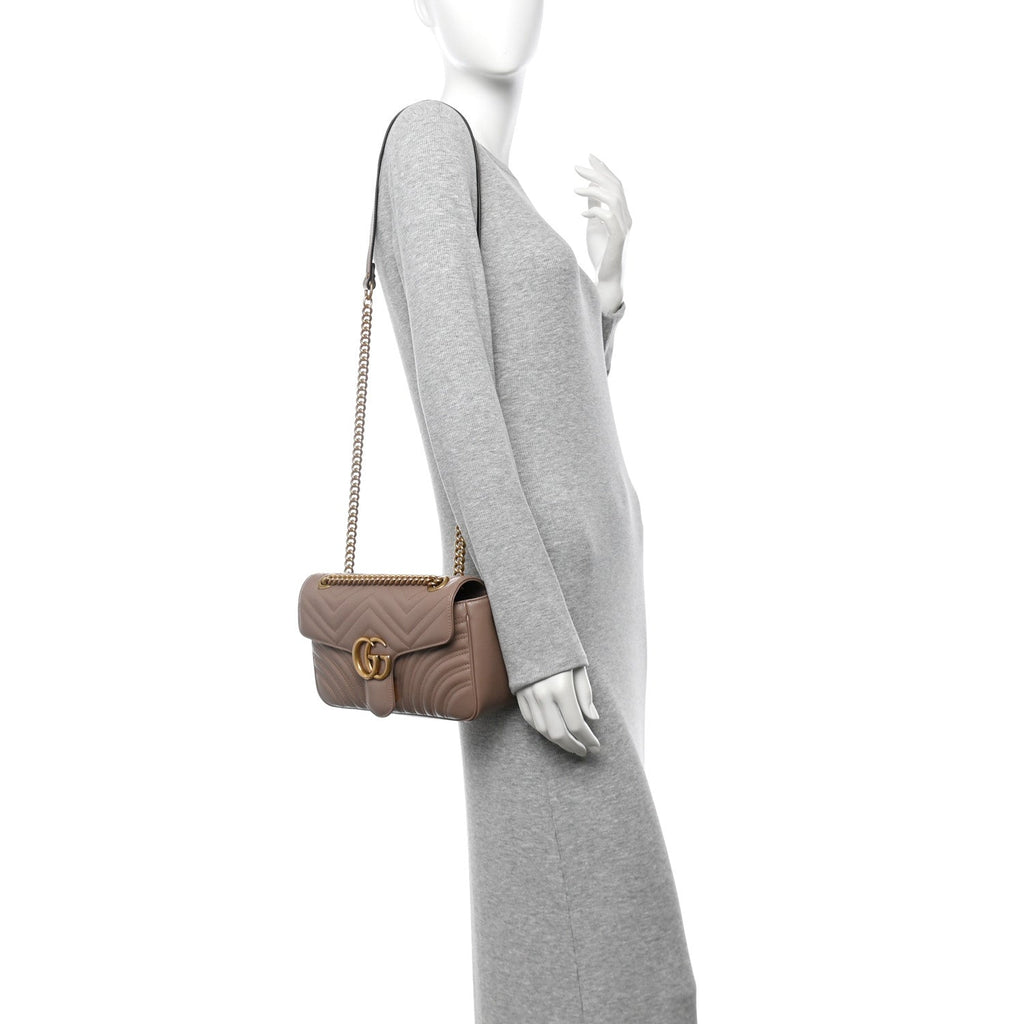 Calfskin Matelasse Small GG Marmont Shoulder Bag Porcelain Rose