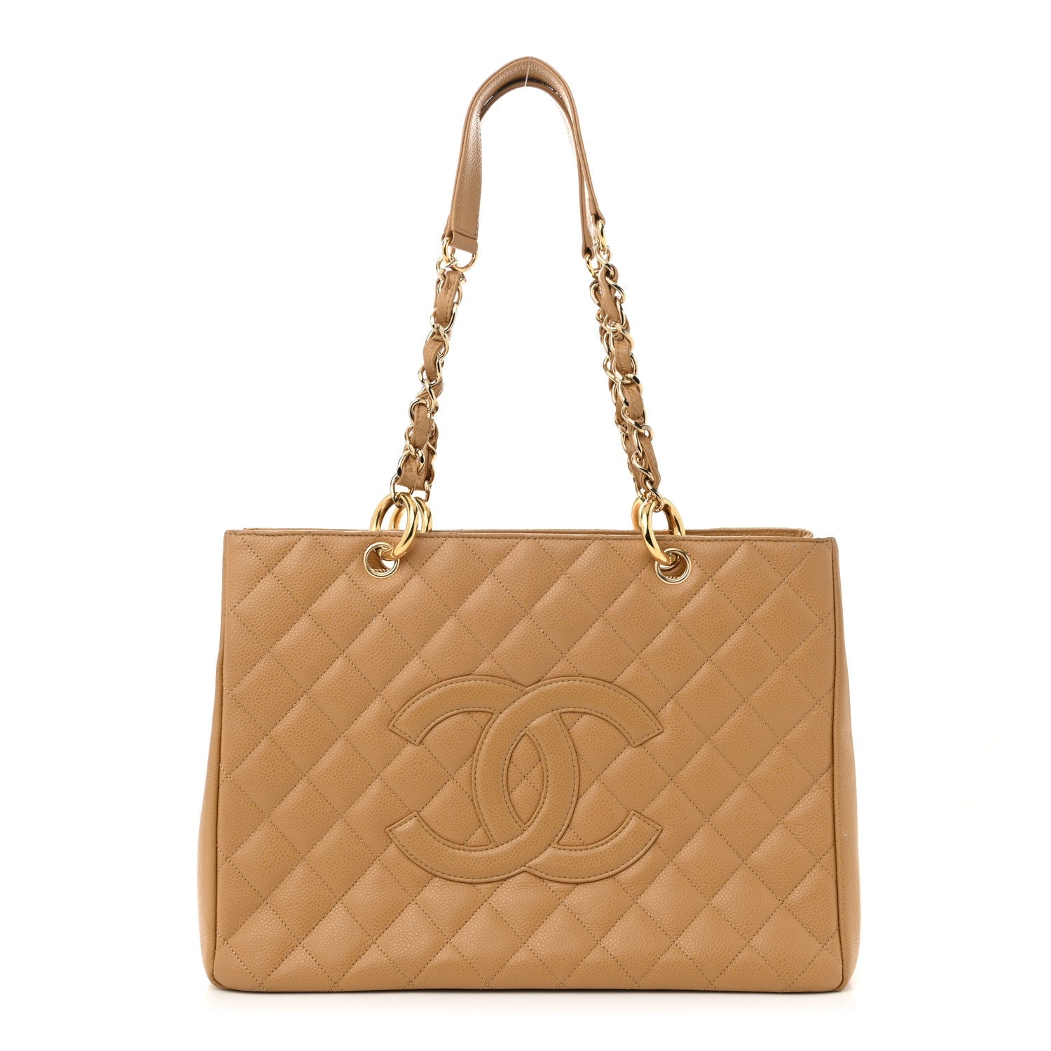 Caviar Quilted Grand Shopping Tote GST Beige Clair