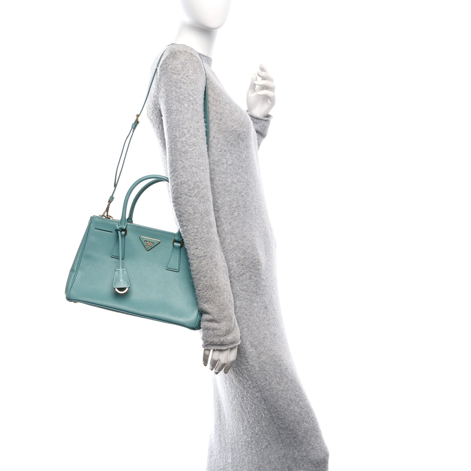Saffiano Lux Galleria Small Double Zip Tote Turchese