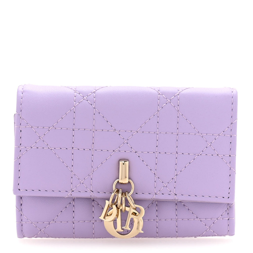Lambskin Cannage Miss Dior Glycine Wallet Purple