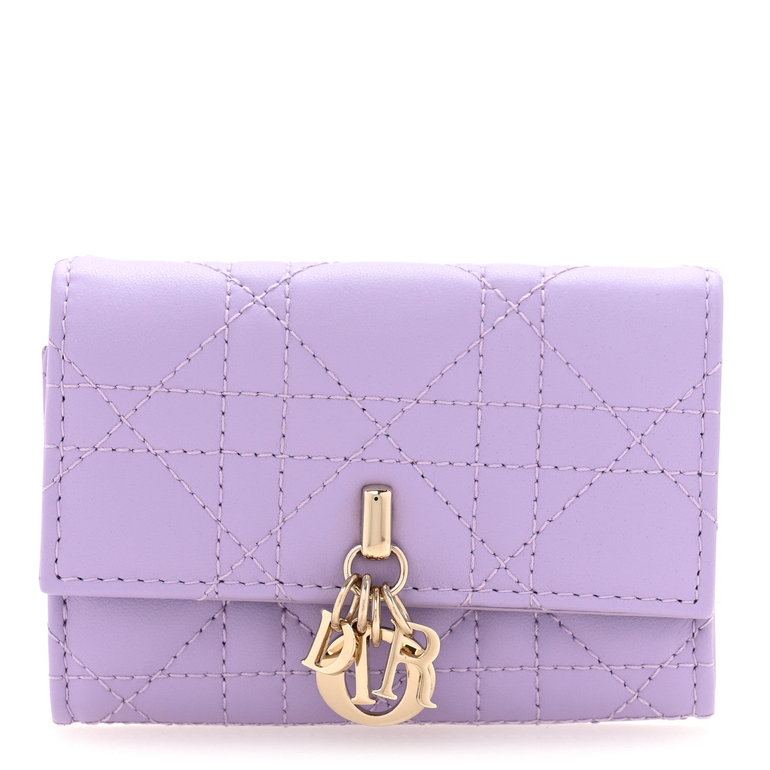 Lambskin Cannage Miss Dior Glycine Wallet Purple