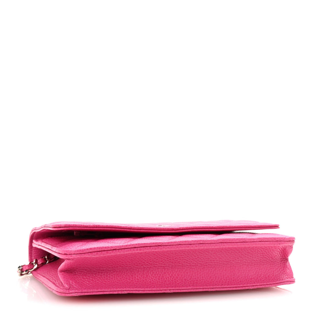 Caviar Quilted Wallet on Chain WOC Pink