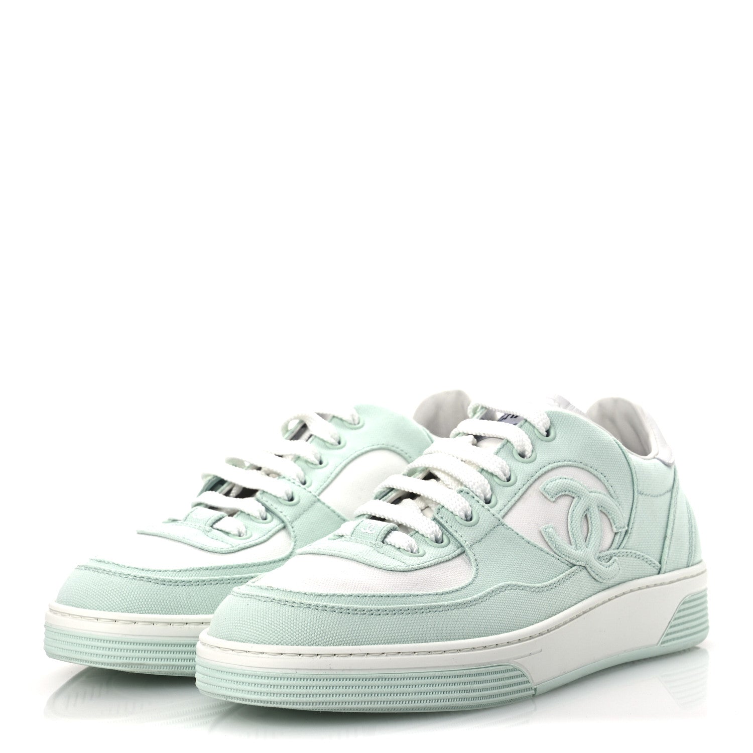 Cotton Sneakers 39.5 Light Turquoise White