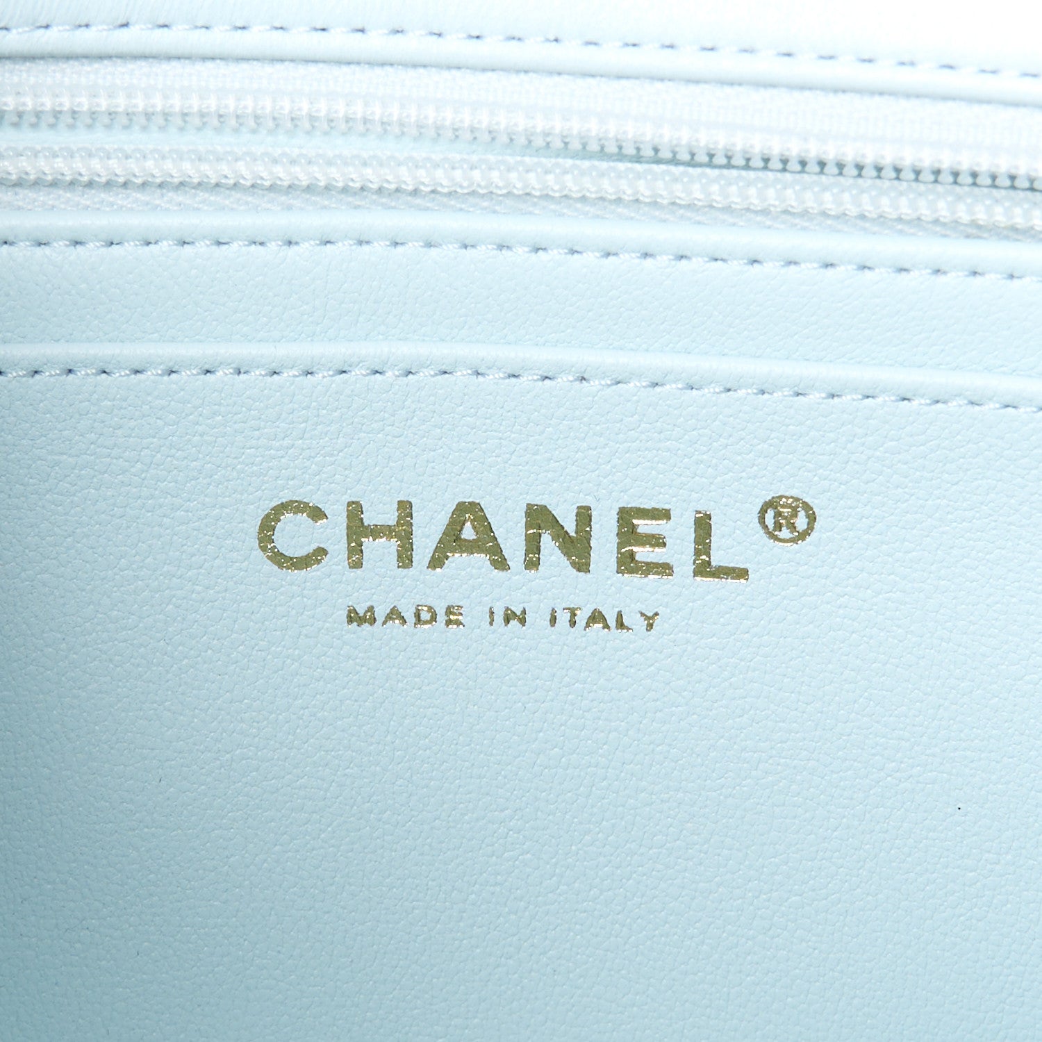 Lambskin Quilted Mini Rectangular Flap Light Blue