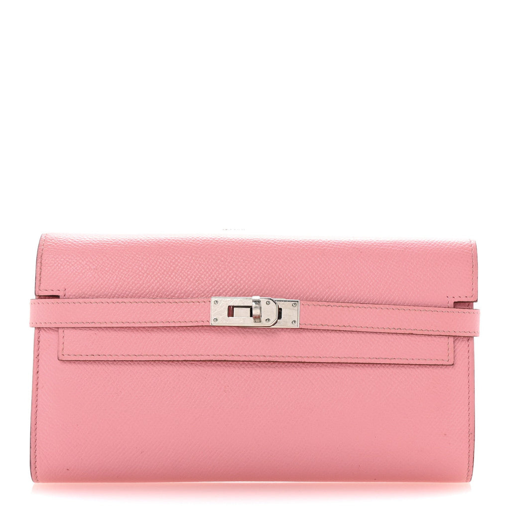 Epsom Kelly Longue Wallet Rose Confetti