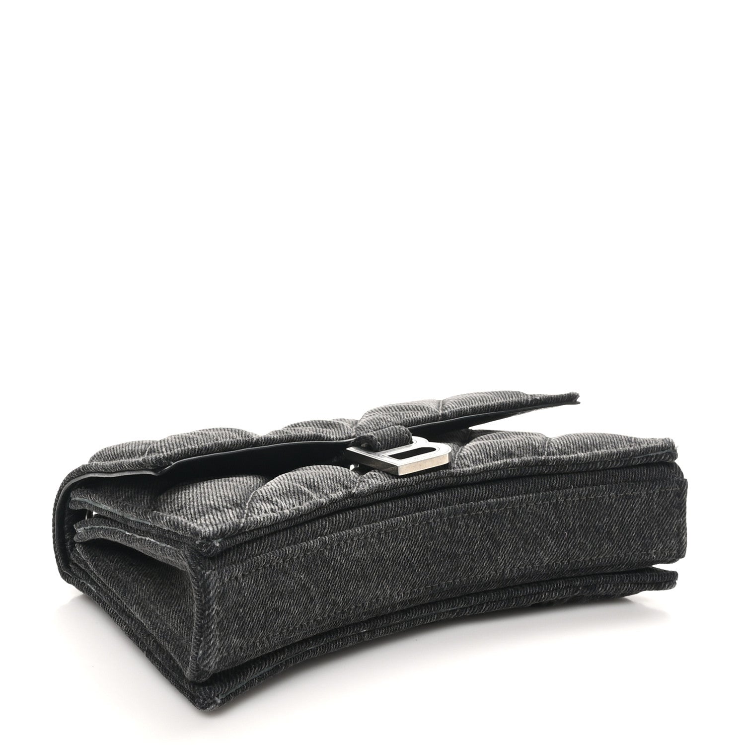 Washed Denim Quilted XS Crush Chain Bag Black