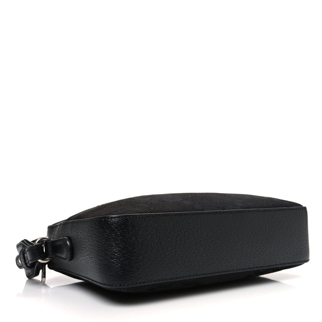 Monogram Jumbo GG Textured Dollar Calfskin Web Messenger Shoulder Bag Black
