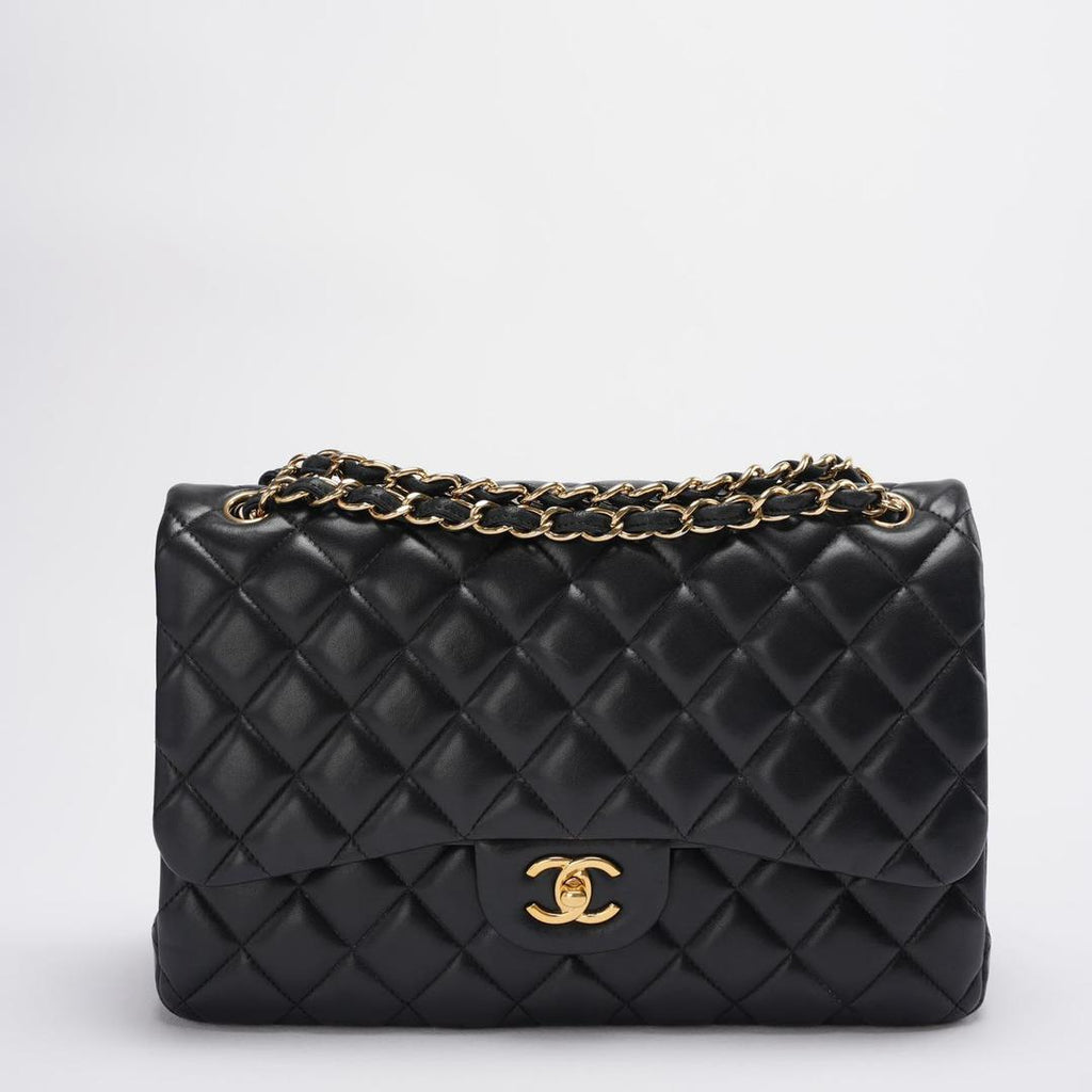 Chanel Timeless Classic Flap Bag Black Jumbo Quilted Leather Gold Hardware
