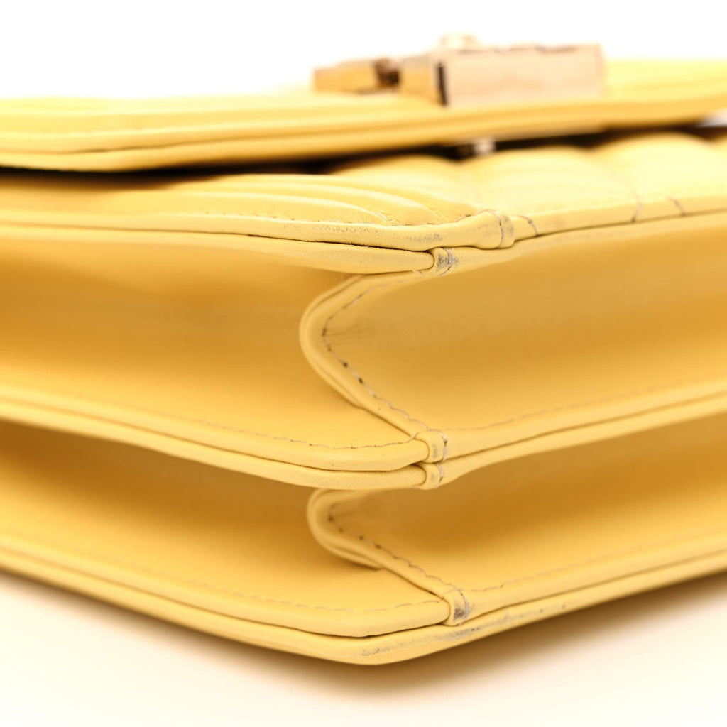 Lambskin Quilted North South Boy Flap Yellow
