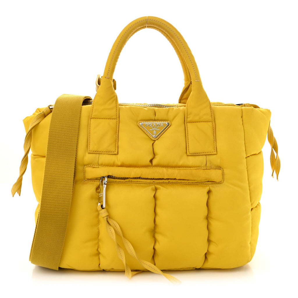 Tessuto Nylon Quilted Bomber Tote Giallo