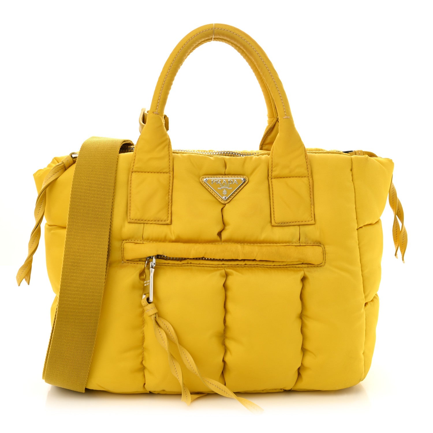 Tessuto Nylon Quilted Bomber Tote Giallo