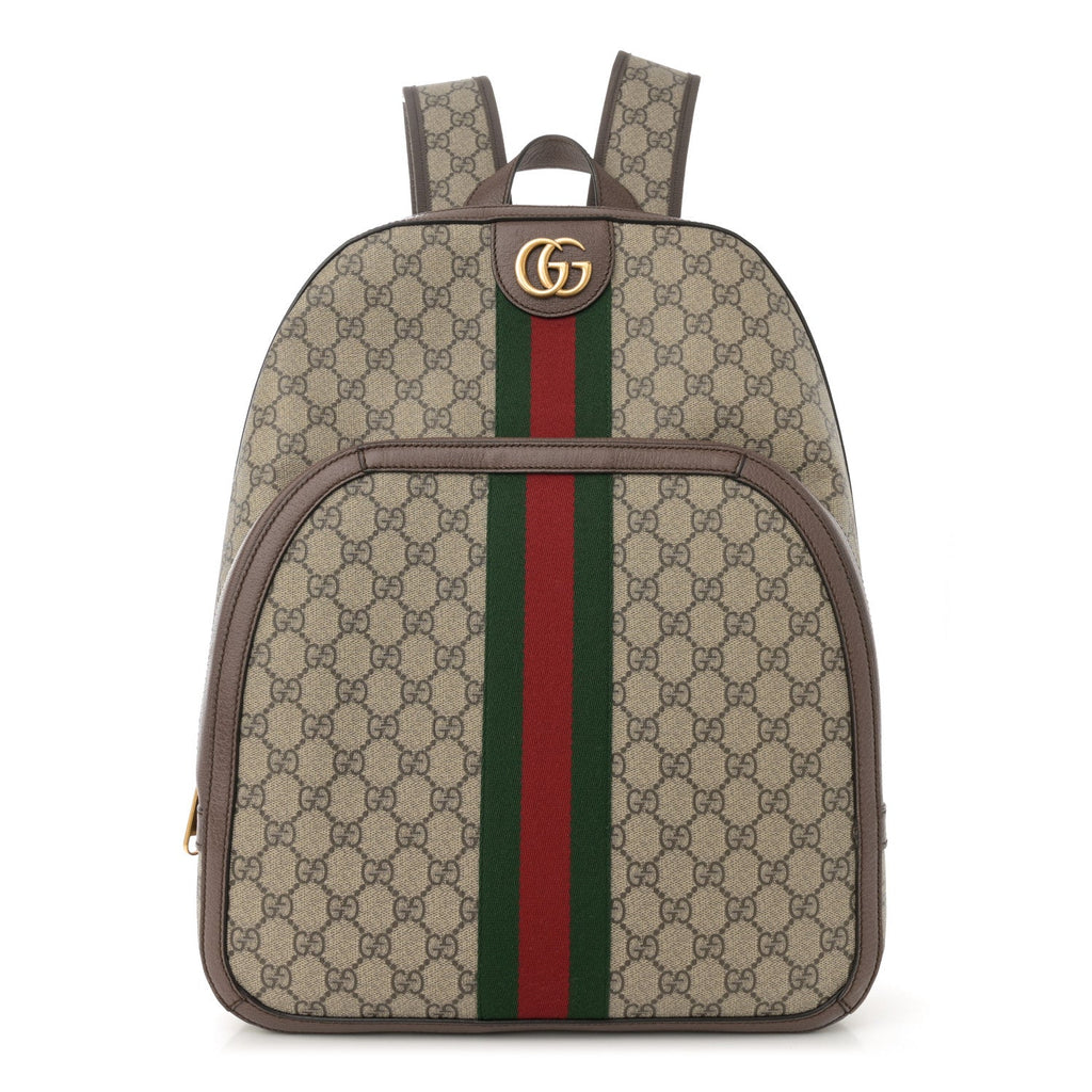 GG Supreme Monogram Medium Ophidia Day Backpack Brown