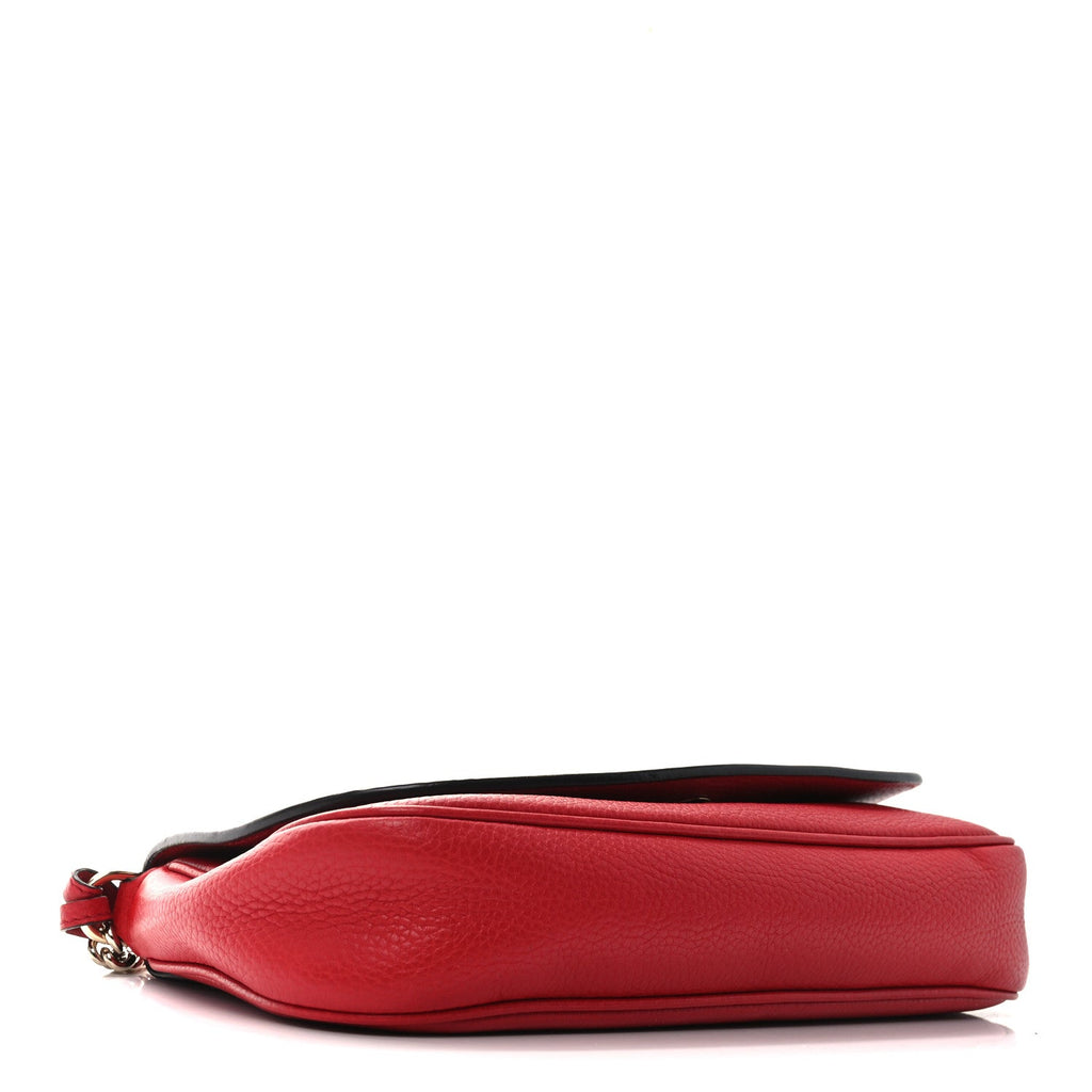 Pebbled Calfskin Medium Soho Flap Crossbody Vibrant Red