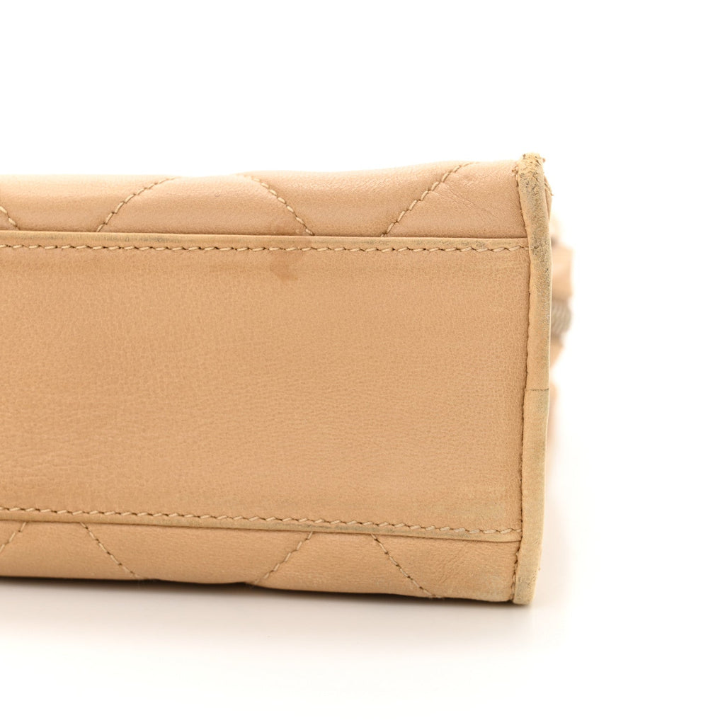 Lambskin Quilted Diamond CC Bekko Chain Shoulder Bag Beige