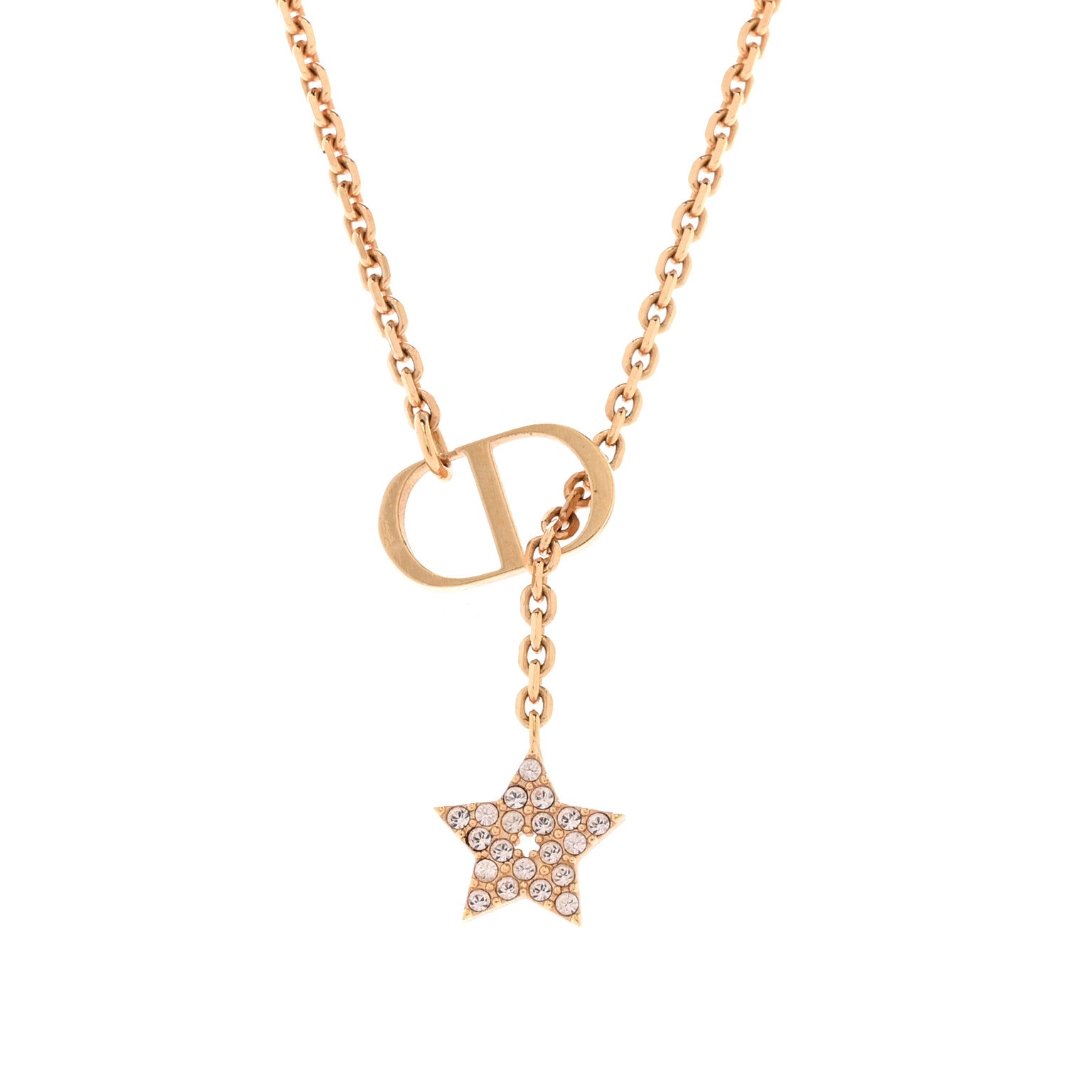 Metal Crystal Petit CD Necklace Rose Gold