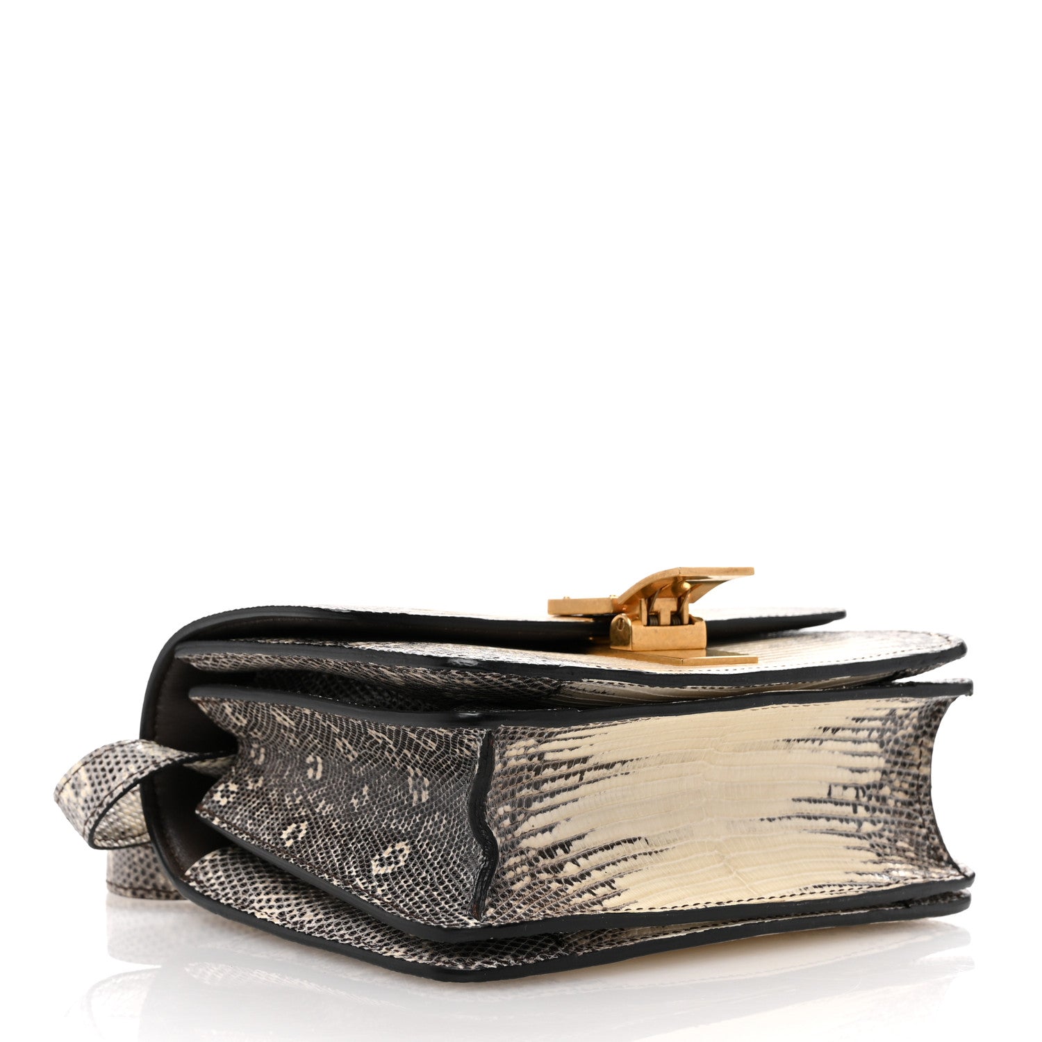 Lizard Small Classic Box Flap Bag Natural